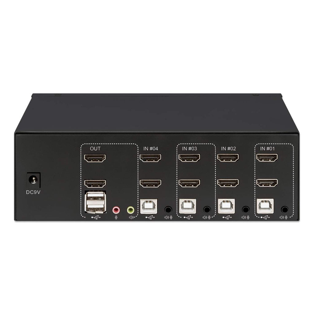 Manhattan Switch KVM HDMI de 4 puertos para dos monitores interruptores kvm 4 USB USB HDMI
