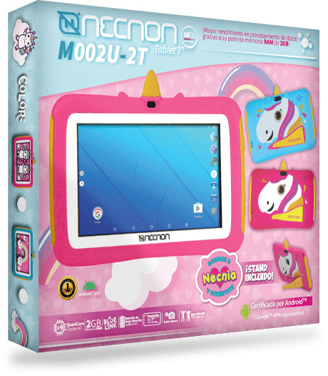 TABLET 7" NECNON (M002U-2T-AZ) KIDS ANDROID 10,RAM 2/16GB,CAM 0.3/2MP,QUADCORE 1.8GHZ,UNICORN AZUL