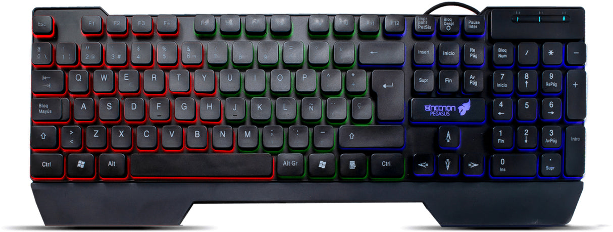 Necnon NGC-PEGASUS teclado Ratón incluido Juego USB Negro, Azul, Alámbrico, LED RGB
