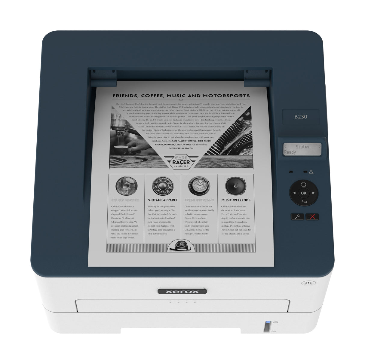 Xerox B230/DNI Impresora Laser WiFi Azul, Blanco