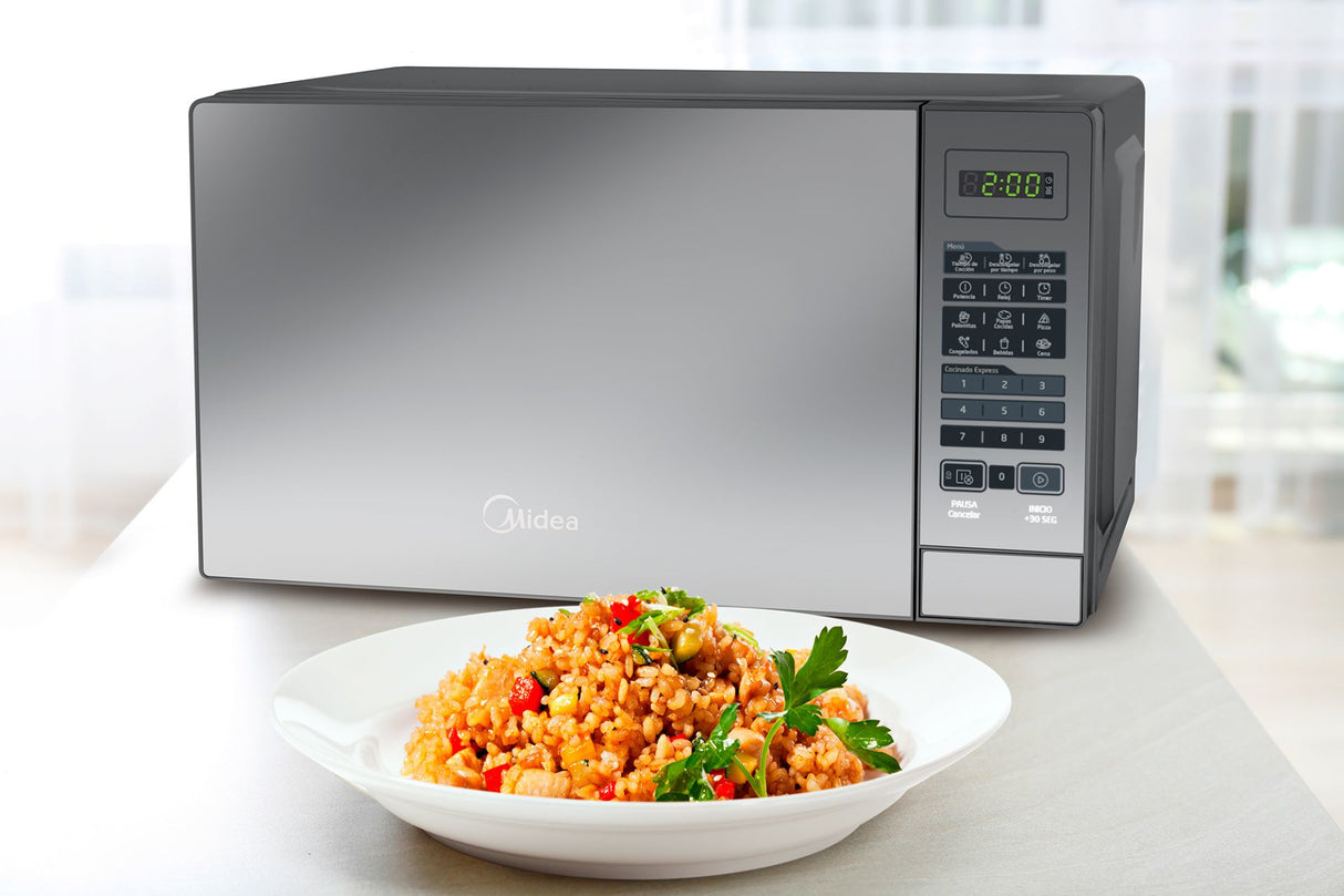 Midea MMDR07S2MG microondas Plata Solo microondas Mostrador 20 L 1050 W, Pantalla incorporada, Botones