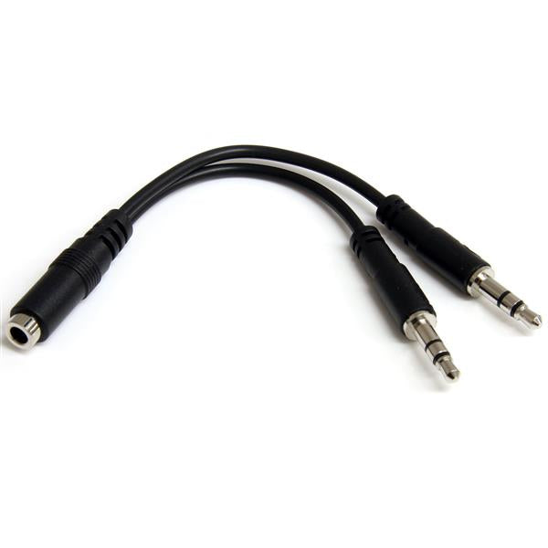 StarTech.com Adaptador Divisor de Auriculares 2x Mini-Jack 3,5mm 3 pines a Mini-Jack 4 pines Cable 0,13 m 3,5mm Macho 2 x 3.5mm
