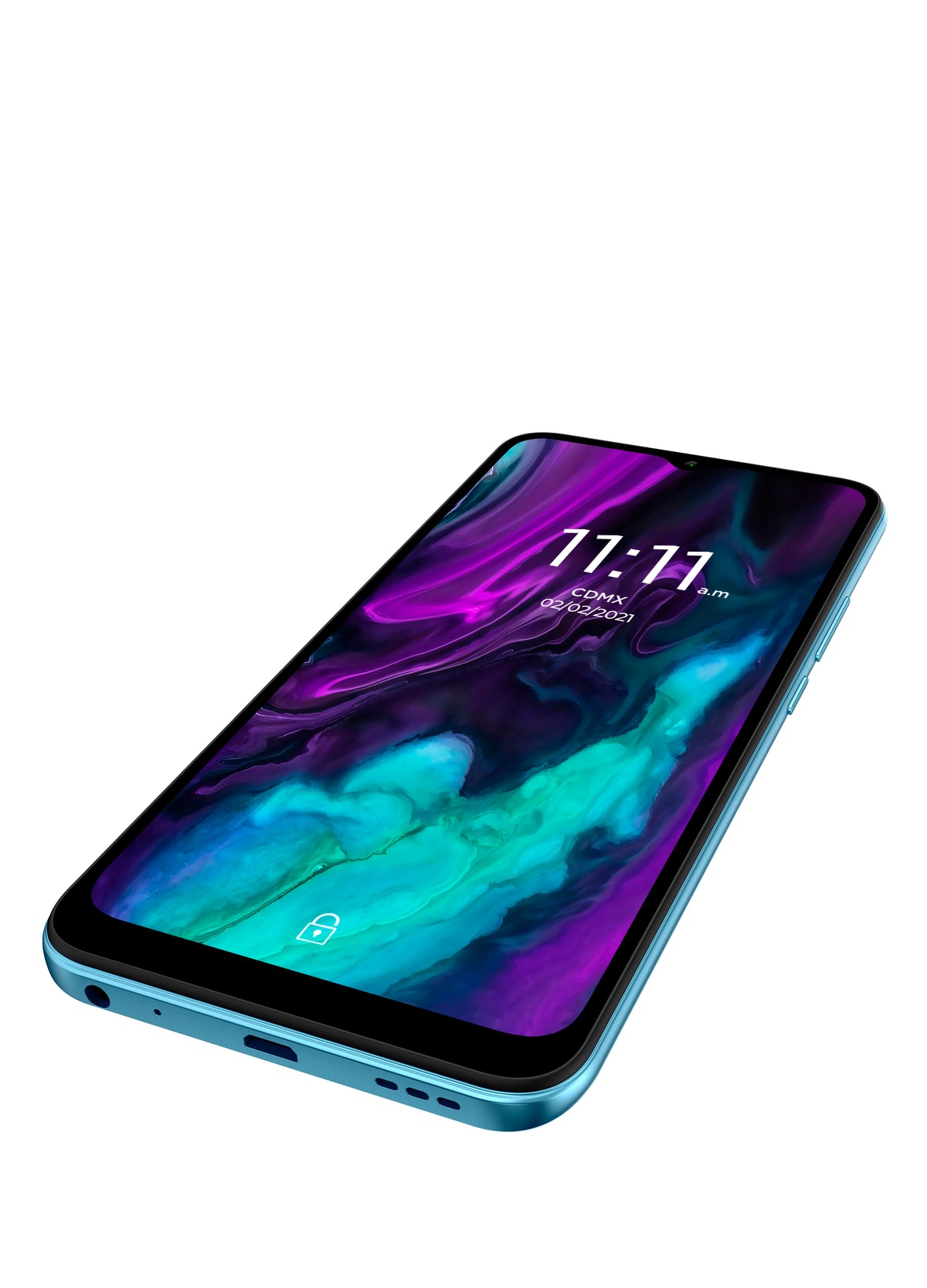 Smartphone Lanix Alpha 1V 6.5" HD 32GB/2GB Nano Dual Sim Cámara 13+2MP+2MP/8MP Octacore Android 11 Color Aqua