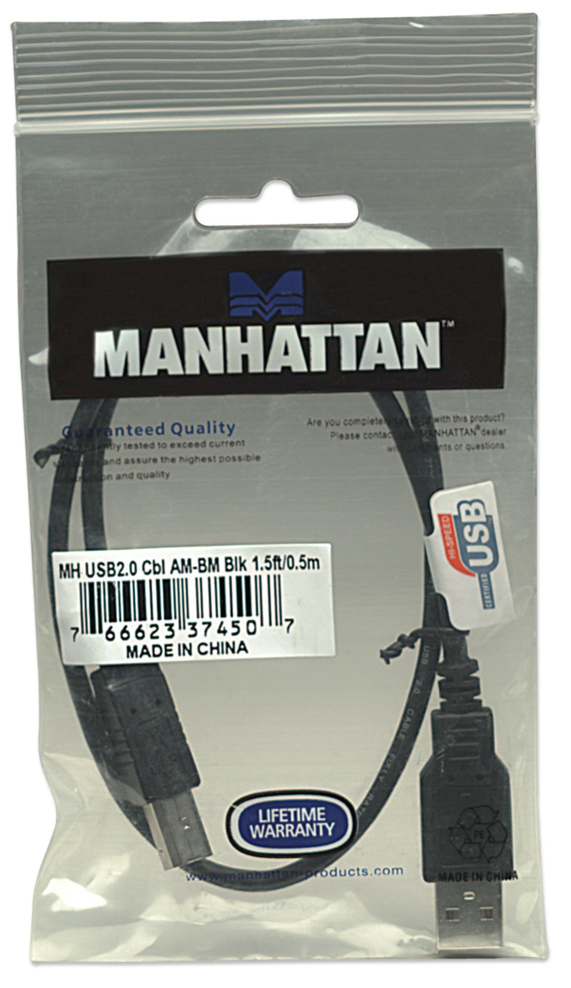 Manhattan Cable para Dispositivos USB B de Alta Velocidad Cable USB 2.0 USB A USB B Macho/Macho