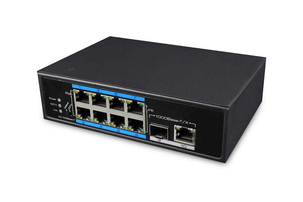 UTEPO UTP7108E-POE dispositivo de redes No administrado Gigabit Ethernet (10/100/1000) Energía sobre Ethernet (PoE) Negr