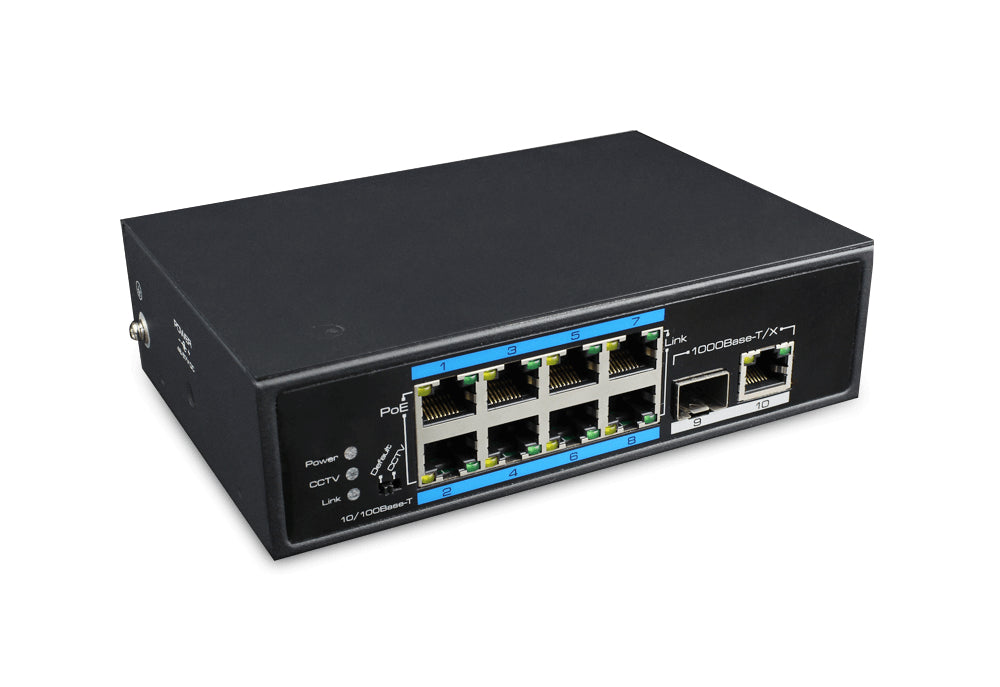 UTEPO UTP7108E-POE dispositivo de redes No administrado Gigabit Ethernet (10/100/1000) Energía sobre Ethernet (PoE) Negr