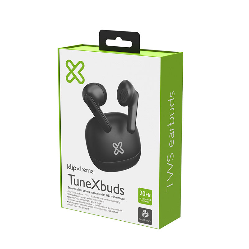 Klip Xtreme TuneXbuds Auriculares Inalámbrico Intra auditivo Llamadas/Música/Deportes/Diario Bluetooth Negro, 50 - 20000