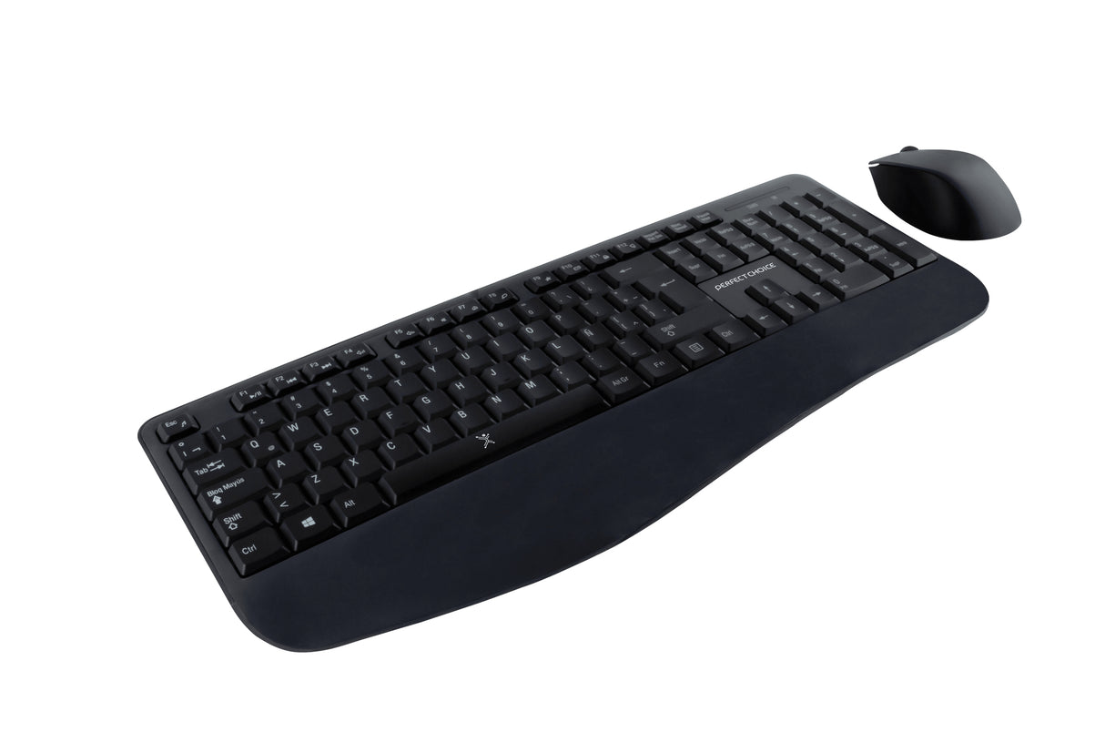 Perfect Choice PC-201236 teclado Ratón incluido Oficina RF inalámbrico Español Negro, Tamaño completo (100%), Interrupto