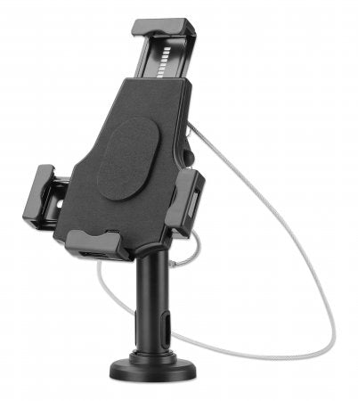 Manhattan Soporte de sobremesa para iPad y tablet, bloqueable, montable en pared, antirrobo, para tablets de 7,9" a 10,5", rotación 360°, inclinación ±70°, giro 330°, negro soportes Soporte pasivo Tablet/UMPC Escritorio Plástico, Acero