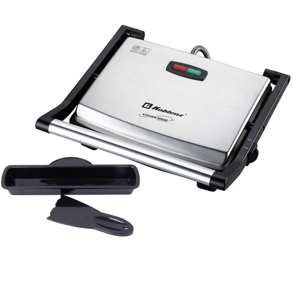 Koblenz PGKM-1500 I parrilla eléctrica de contacto, Negro, Acero inoxidable, Rectangular