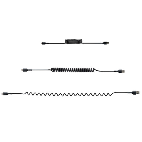 StarTech.com Cable 50cm USB a Lightning con Certificación MFi, Cable Rizado de Carga para iPhone, Negro, con Recubrimien