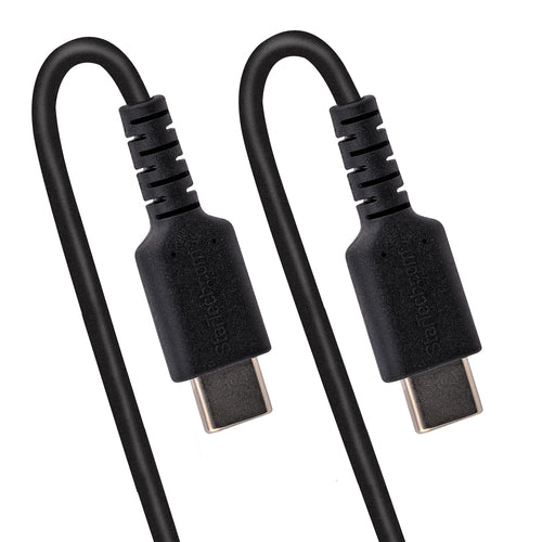 StarTech.com Cable de 50cm de Carga USB C a USB C, Cable USB Tipo C Rizado de Carga Rápida y Servicio Pesado, Cable USB