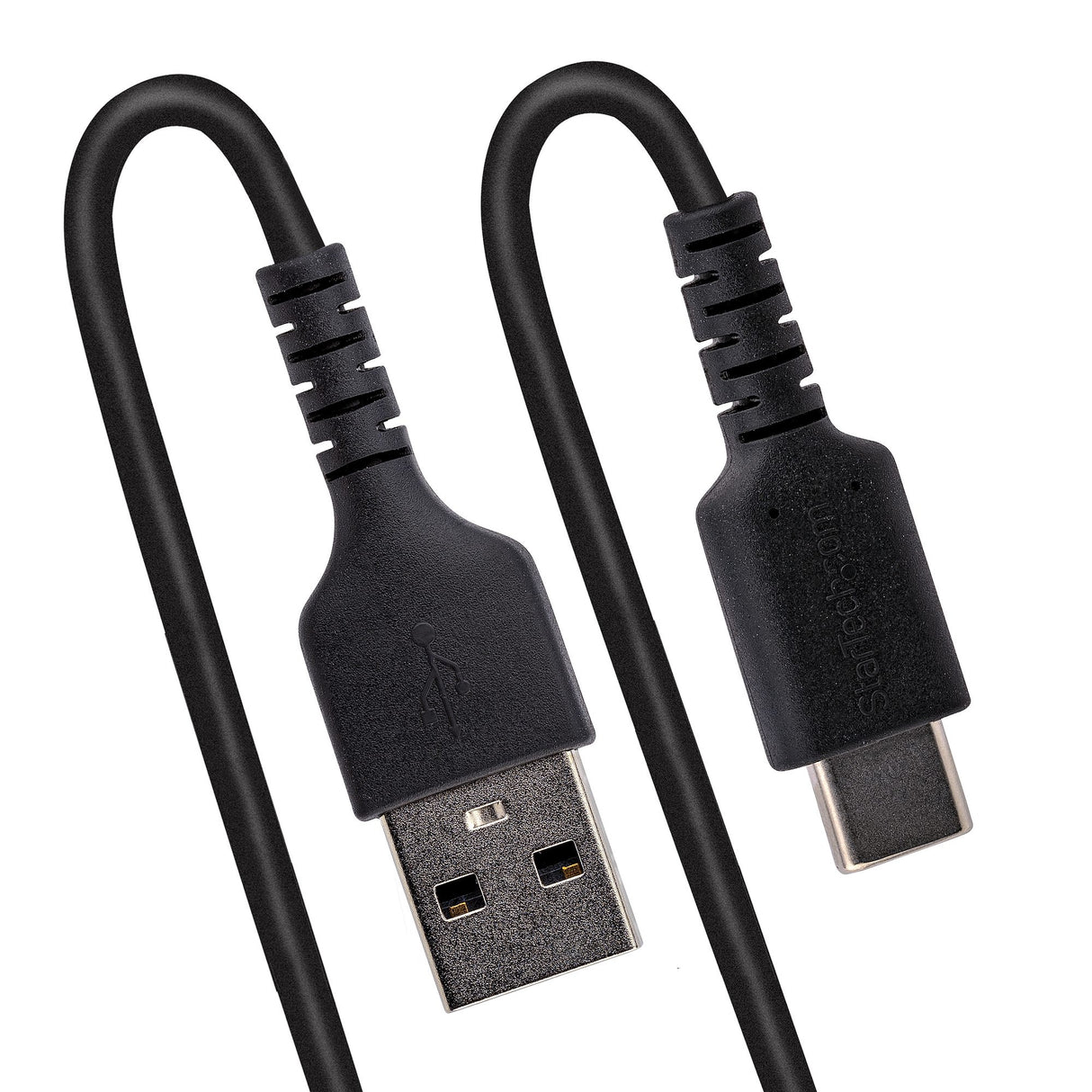 StarTech.com Cable de 50cm de Carga USB A a USB C, Cable USB Tipo C Rizado de Carga Rápida y Servicio Pesado, Cable USB 2.0 A a USBC, de Fibra de Aramida Resistente, Negro Cable USB 2.0 USB A USB C Macho