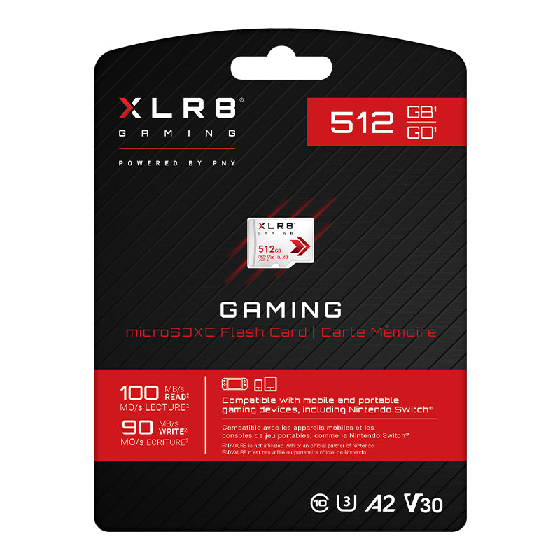 PNY XLR8 Gaming 512 GB MicroSD UHS-I Clase 10, 100 MB/s, P-SDU512V32100XLR-GE