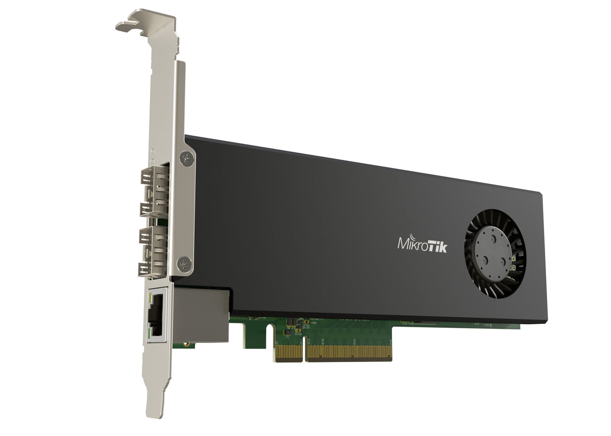 CCR2004-1G-2XS-PCIe, Ruteador CCR en tarjeta NIC PCIe, CPU 1500 MHz, 4 GB de RAM, 1xGigaEth, 2xSFP28 de 25G, RouterOS Ni