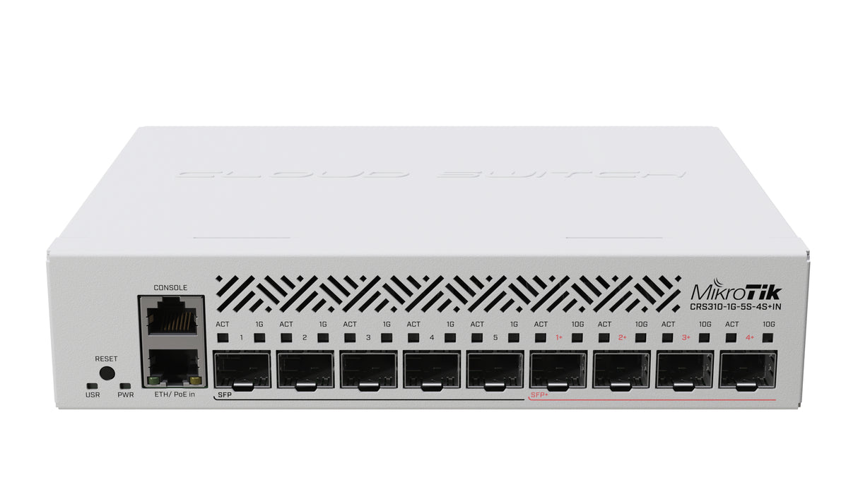 CRS310-1G-5S-4S+IN, Router Switch CPU 800Mhz, RAM 256MB, 1xGigaEth, 5xSFP 1Gbps, 4xSFP+ 10Gbps, RouterOS L5