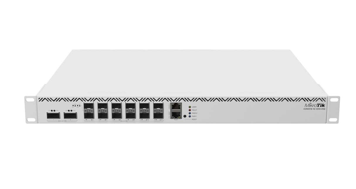 CCR2216-1G-12XS-2XQ, Ruteador CPU 16 núcleos 2000Mhz, RAM 16Gb, 12xSFP28 25Gbps, 2xQSFP28 100Gbps, RouterOS L6