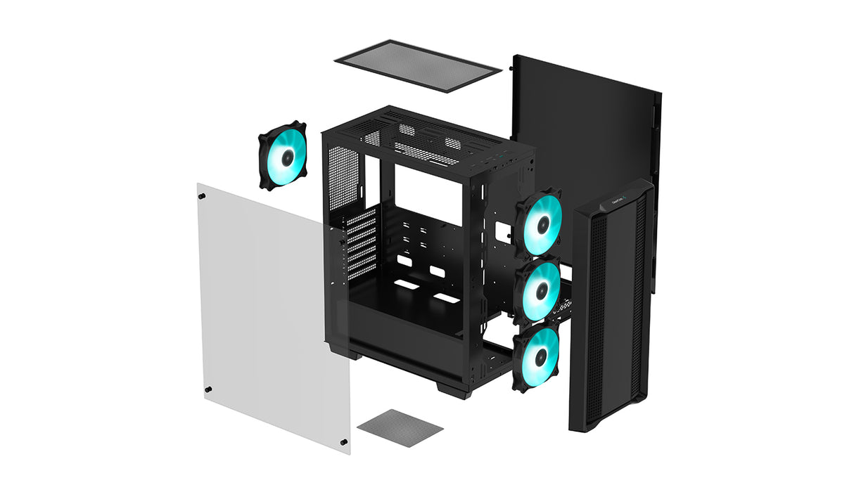 DeepCool CC560 carcasas ordenador ABS, SPCC, Vidrio templado Midi Tower PC Negro