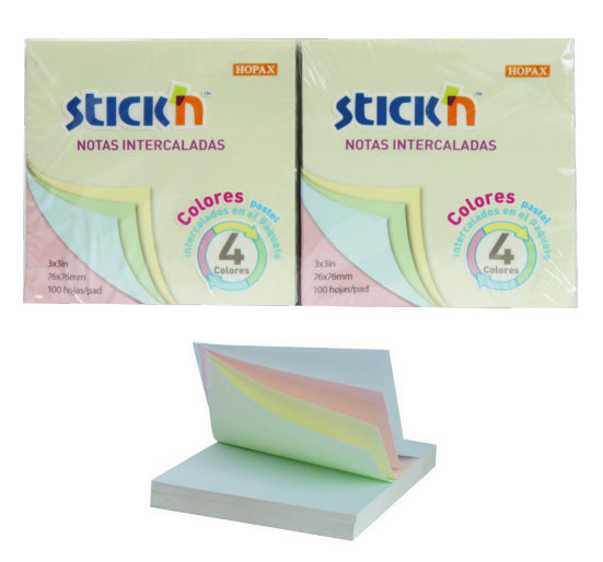Notas Adhesivas Mae 3X3 Colores Pasteles con 12 Piezas de 100 Hojas c/una