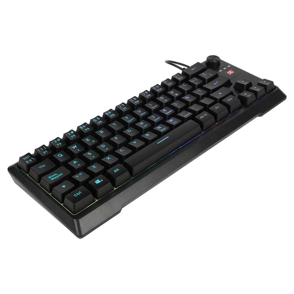 TECLADO VORAGO START THE GAME KB-506 TKL FACTOR 65%, RGB, RUEDA MULTIMEDIA, ALÁMBRICO , ANTI GHOSTING, USB NEGRO