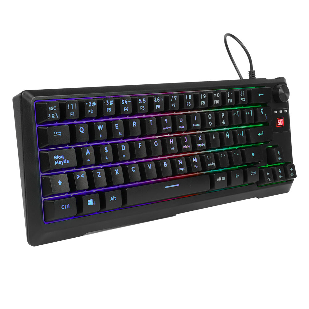 TECLADO VORAGO START THE GAME KB-506 TKL FACTOR 65%, RGB, RUEDA MULTIMEDIA, ALÁMBRICO , ANTI GHOSTING, USB NEGRO