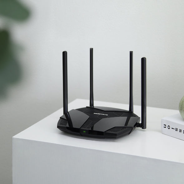 Mercusys MR80X router inalámbrico Gigabit Ethernet Doble banda (2,4 GHz / 5 GHz) Negro, Wi-Fi 6 (802.11ax), Router de me
