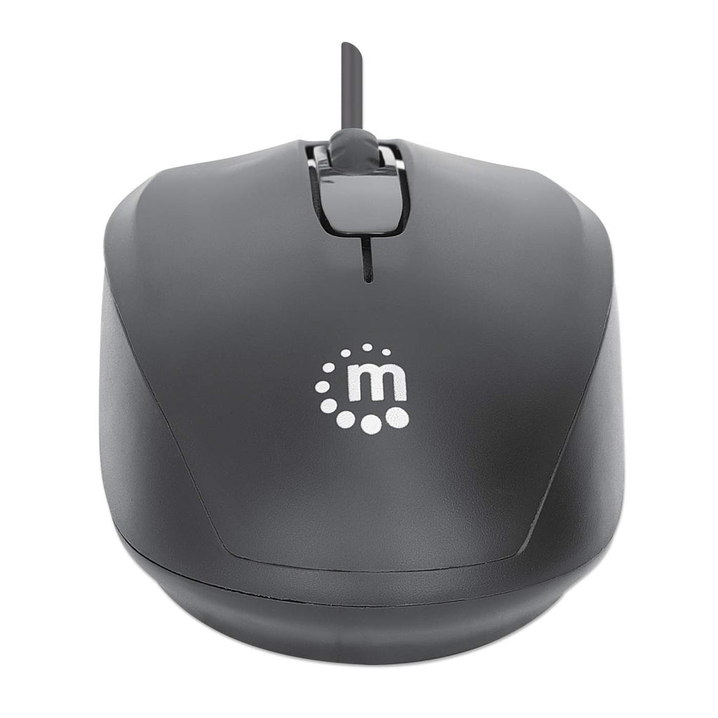 Manhattan Ratón USB Comfort II con cable, negro, 1000 dpi, USB-A, óptico, ambidiestro, compacto y portátil, tres botones con rueda de desplazamiento, garantía 3 años Ratón Oficina USB tipo A Óptico 1000 DPI