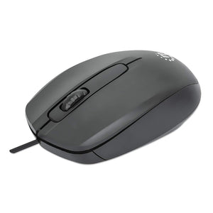 Manhattan Ratón USB Comfort II con cable, negro, 1000 dpi, USB-A, óptico, ambidiestro, compacto y portátil, tres botones con rueda de desplazamiento, garantía 3 años Ratón Oficina USB tipo A Óptico 1000 DPI