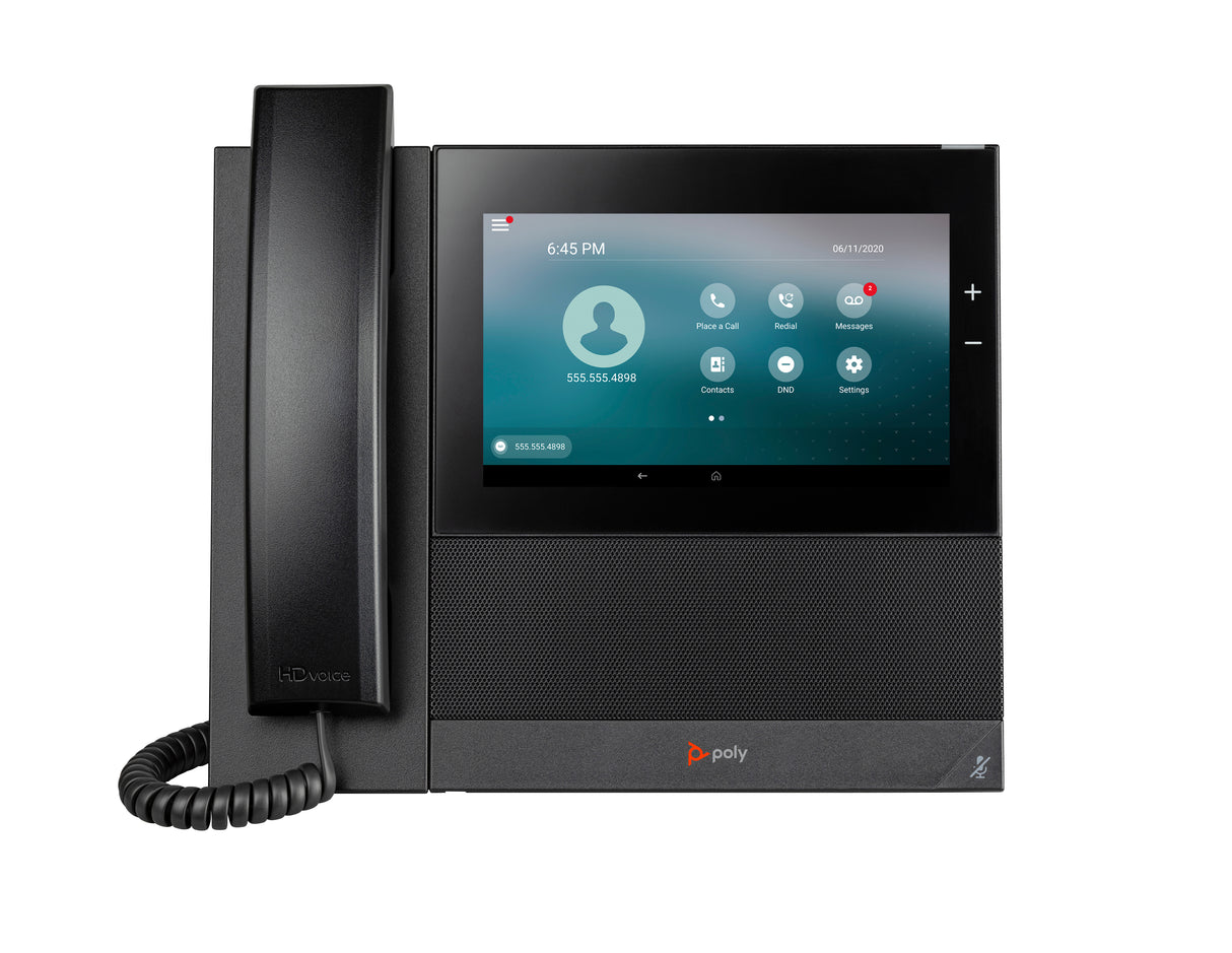 HP Poly Teléfono multimedia empresarial Poly CCX 600 con SIP abierto y habilitado para alimentación a través de Ethernet (PoE) teléfonos ip Teléfono IP Terminal con conexión por cable Negro Android 12