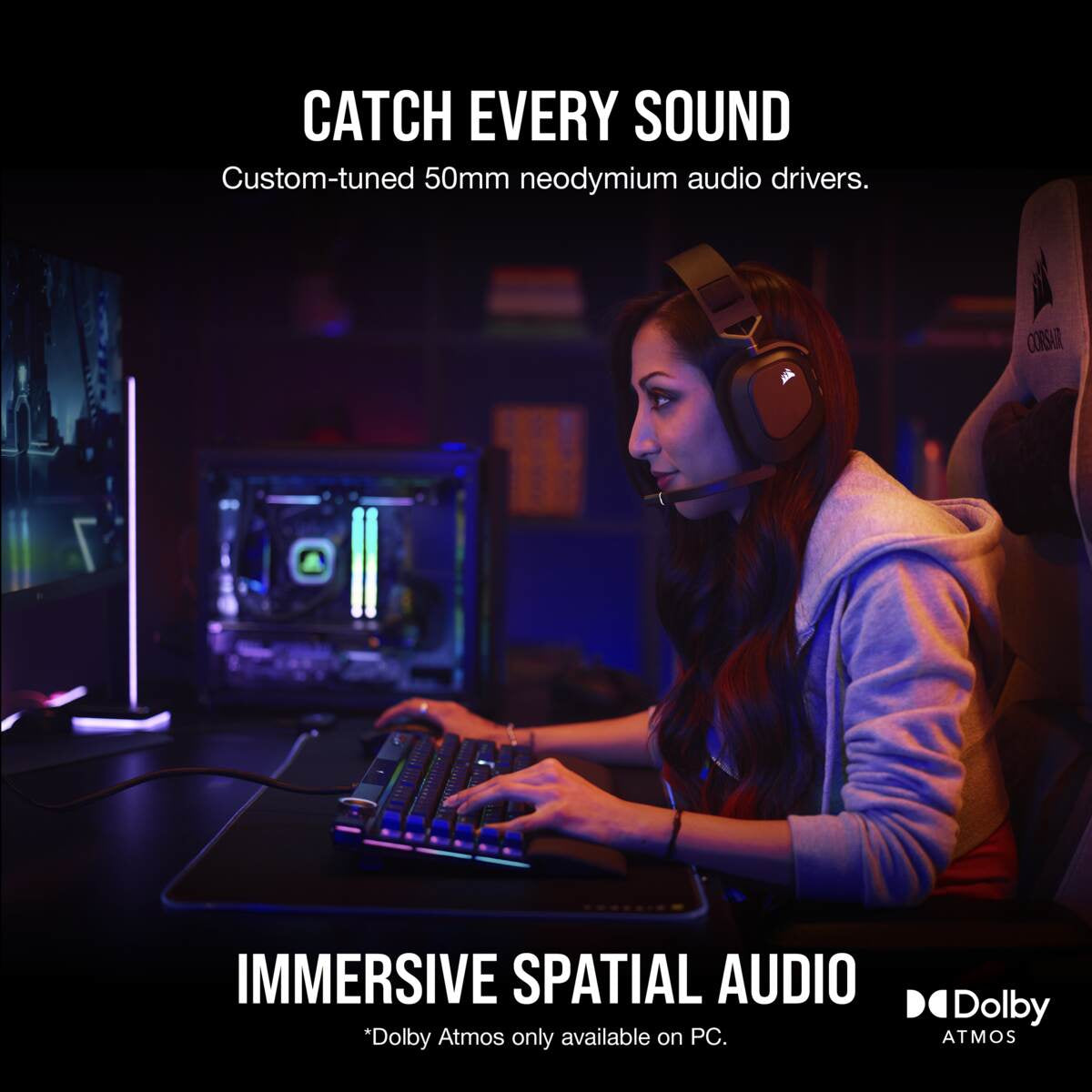 Corsair HS80 RGB WIRELESS Auriculares Inalámbrico y alámbrico Diadema Juego Carbono