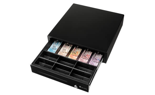 Logic Controls CD415 cajón de efectivo Cajón electrónico de dinero, Metal, Negro, 410 mm