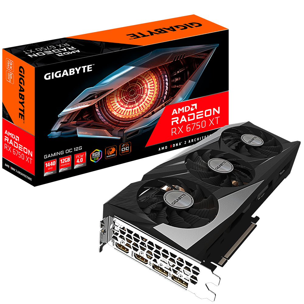 GIGABYTE Radeon RX 6750 XT GAMING OC 12G tarjetas gráficas AMD Radeon RX 6750 XT 2623 MHz 2533 MHz