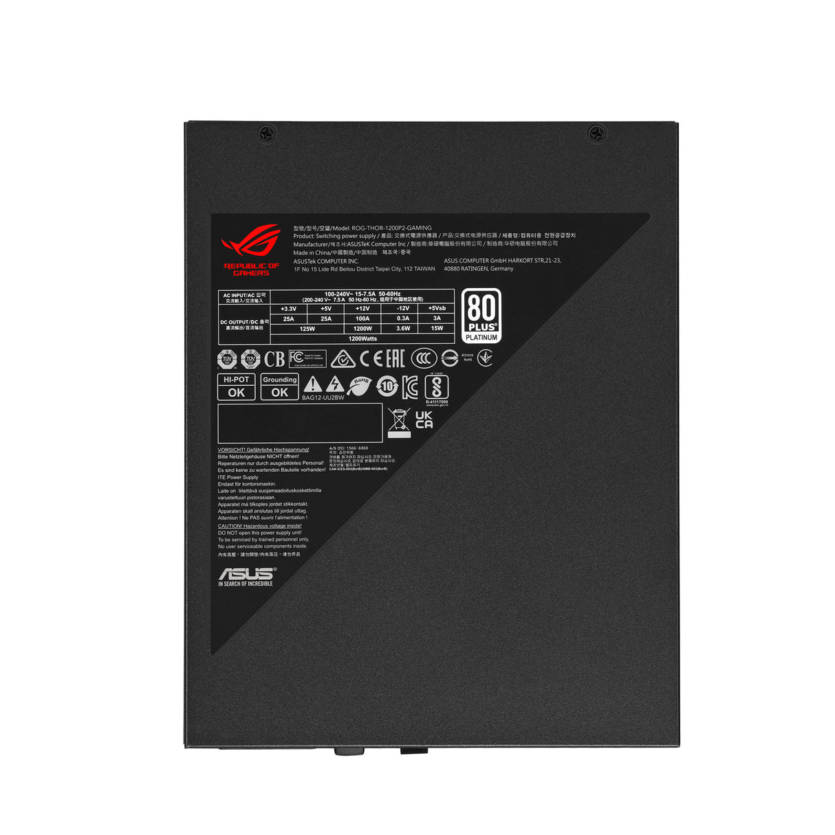 ASUS ROG THOR 1200W Platinum II unidades de fuentes de alimentación 1200 W 100 - 240 V 100 A 125 W