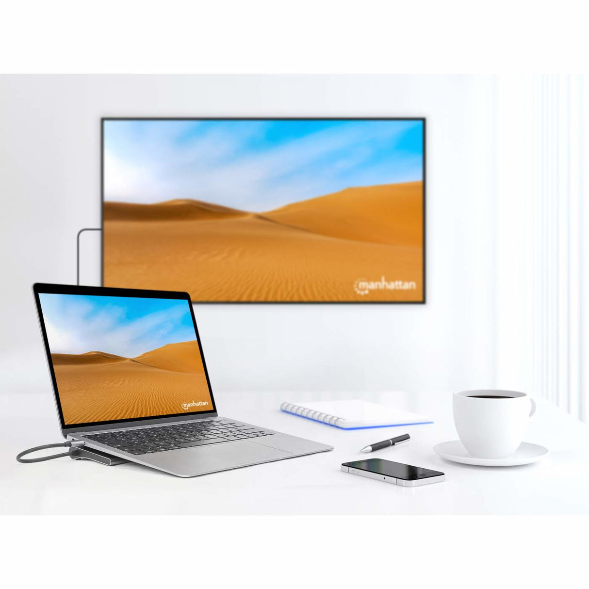 Manhattan Docking Station USB-C 11 en 1 con MST para tres monitores Laptop Alámbrico USB 3.2 Gen 1 (3.1 Gen 1) Type-C 3 1