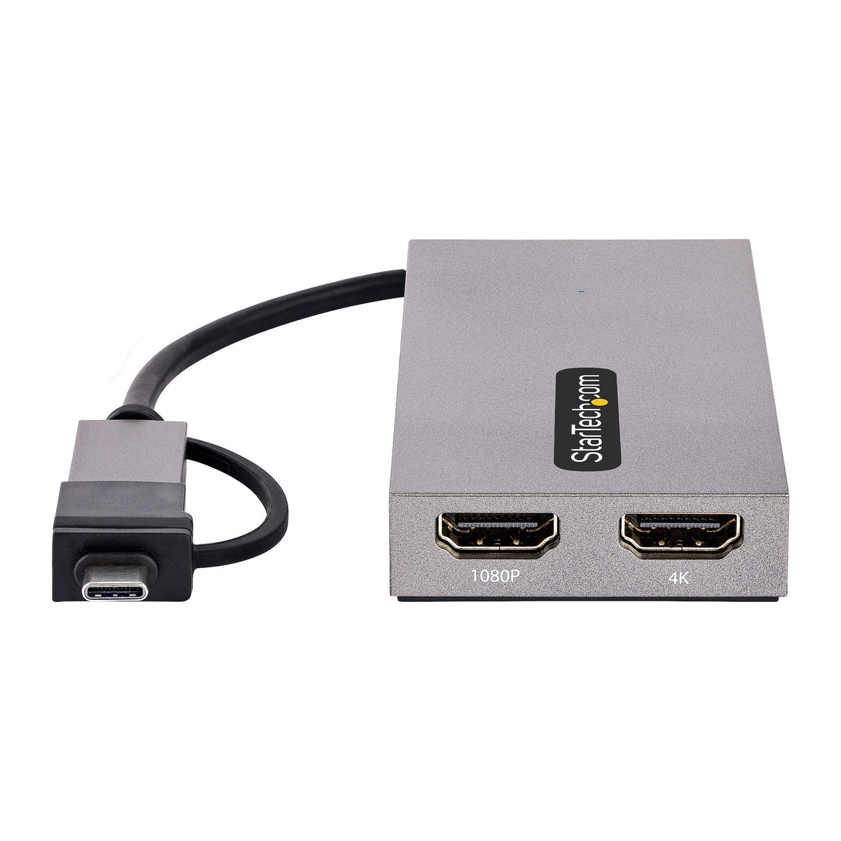 StarTech.com Adaptador de USB a HDMI Doble, USB A/C a 2 Pantallas HDMI (1x 4K30Hz, 1x 1080p), Dongle Integrado USB-A a C, Cable de 11cm, Adaptador USB 3.0 a HDMI, Windows y macOS adaptadores gráficos usb USB tipo A, USB Tipo C Macho Derecho Si