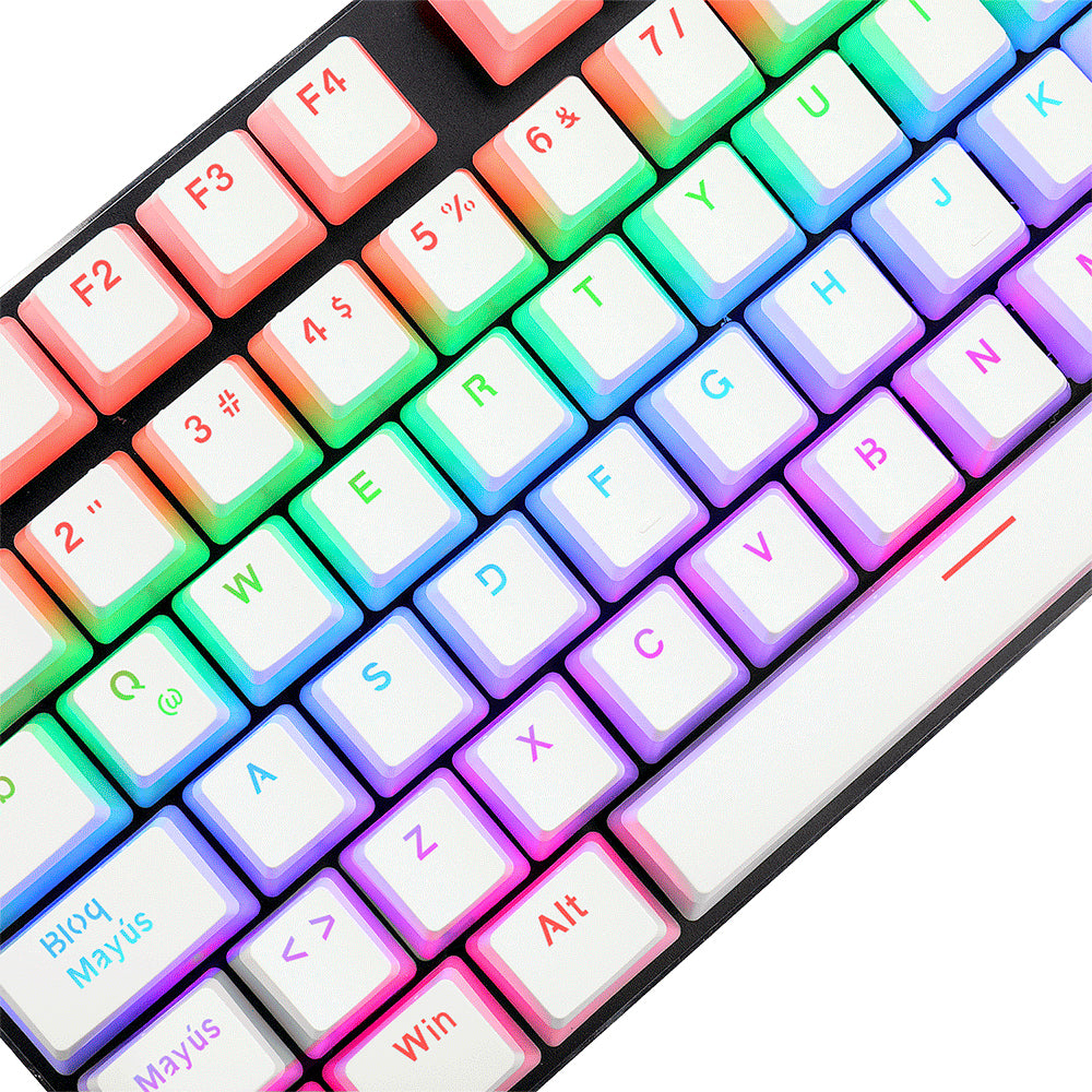 REDRAGON A130W-SP SCARAB WHITE, Keycaps de PBT tipo Pudding Blancas, Cubierta de teclado, Polibutileno tereftalato (PBT)