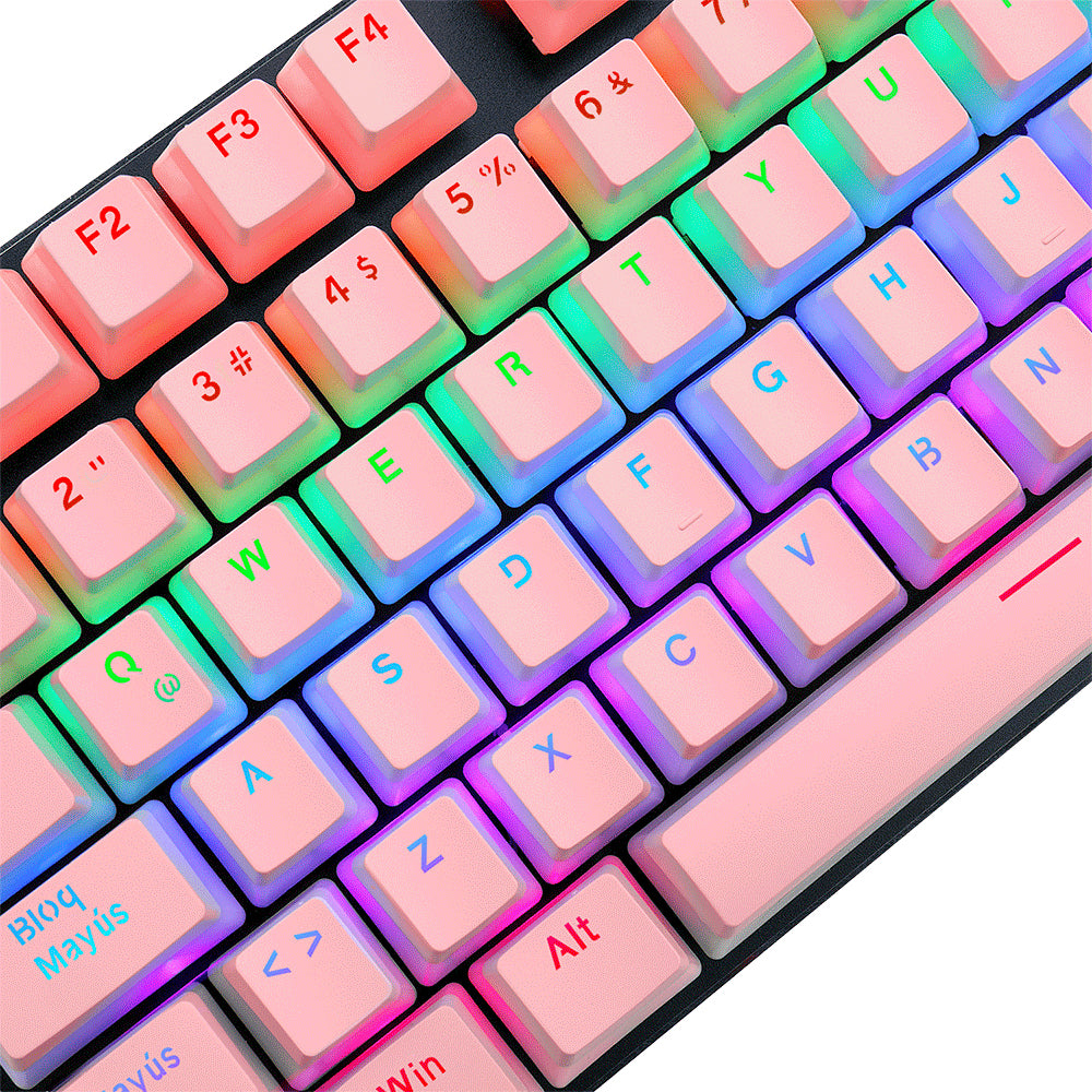REDRAGON A130P-SP SCARAB PINK, Keycaps de PBT tipo Pudding color Rosa, Cubierta de teclado, Polibutileno tereftalato (PB