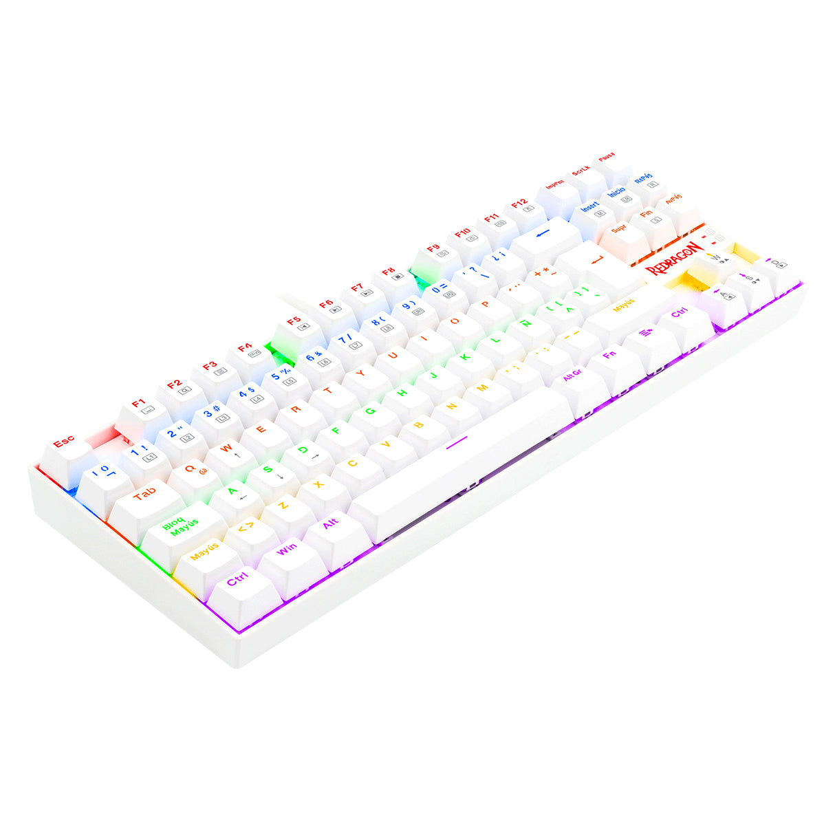 REDRAGON K552W-KR-SP KUMARA WHITE RAINBOW, Teclado Mecánico, Alámbrico, USB, Interruptor mecánico