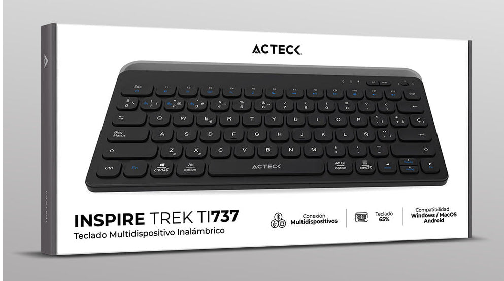 Acteck Inspire Trek TI737 teclado Universal RF Wireless + Bluetooth QWERTY Español Negro, Gris