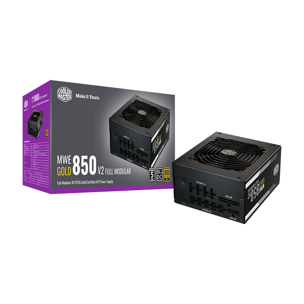 Cooler Master MWE Gold 850 V2 ATX 3.0 Ready unidad de fuente de alimentación 850 W 24-pines ATX Negro, 100 - 240 V, Acti