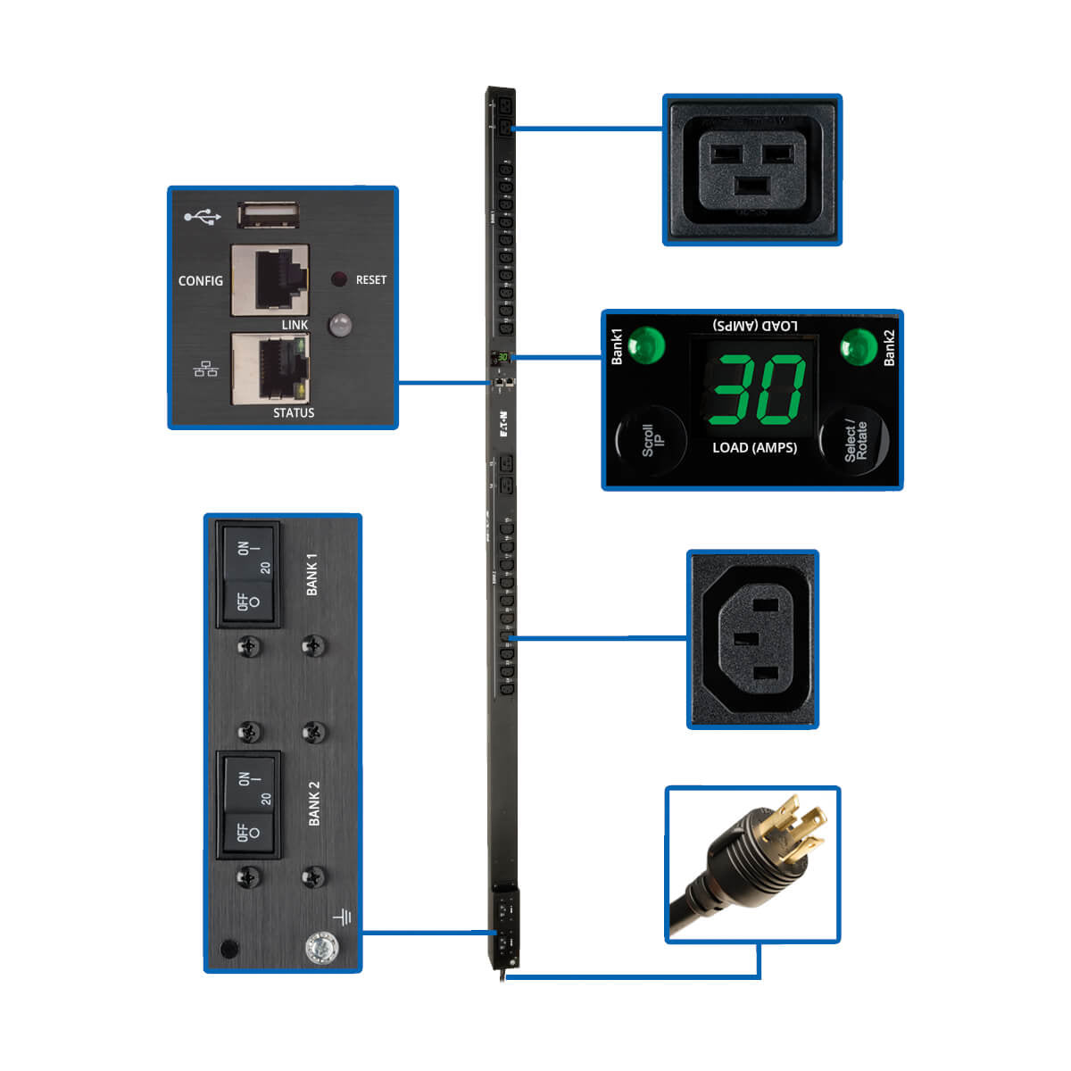 Tripp Lite PDUMV30HVNETLX PDU Monofásico Controlable de 5.5kW - Interfaz LX, Tomacorrientes de 208V ~ 230V (20 C13 y 4 C