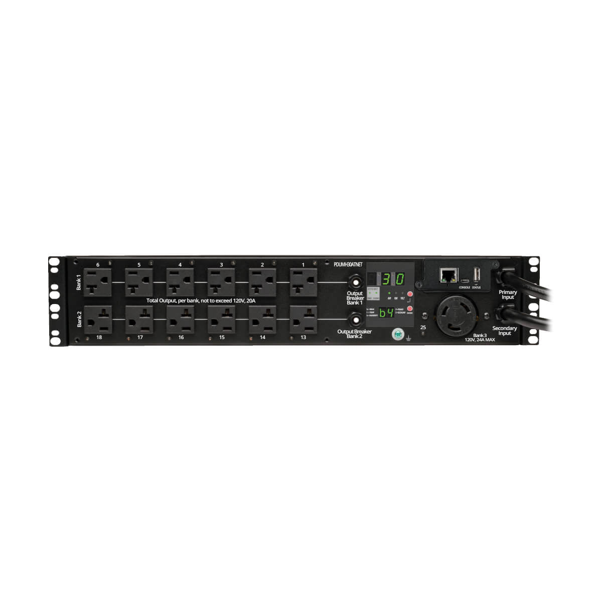 Tripp Lite PDUMH30ATNET PDU Monofásico con Medición Digital con Switch de Transferencia Automática 2.9kW, 2 Entradas L5-