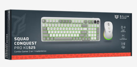 Combo BALAM RUSH Gamer 2 en 1 Inalámbrico Squad Conquest Pro KG525 / Teclado + Mouse / 2.4 MHz + 2 modos Bluetooth + USB