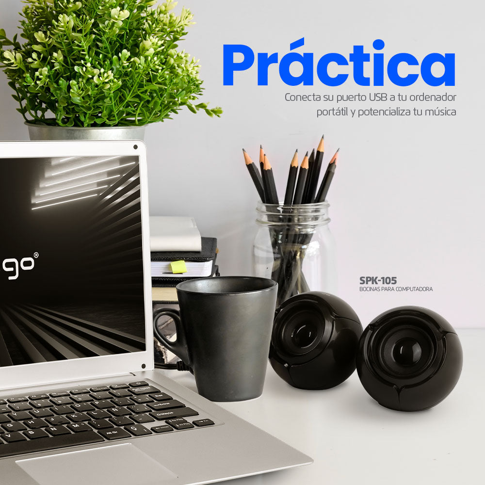 BOCINAS SPK-105 NEGRO/negro PASIVAS PARA COMPUTADORA (BOCINAS 2.0