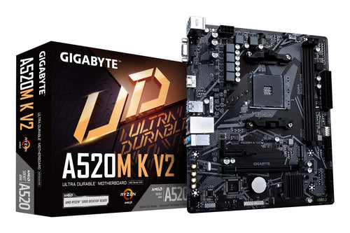 A520M K V2 - GIGABYTE Placa base A520M K V2 - Compatible con CPUs AMD Ryzen serie 5000 AM4, hasta 5100MHz DDR4 (OC), PCIe Gen3 x4 M.2, LAN GbE, USB 3.2 Gen 1 placas base AMD Zócalo AM4 Zócalo AM4 DDR4-SDRAM