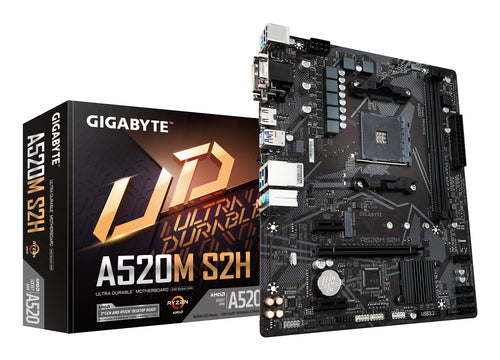 A520M S2H - GIGABYTE Placa base A520M S2H - Soporta CPUs AMD Ryzen serie 5000 AM4, VRM digital puro de 4+3 fases, hasta 5100MHz DDR4 (OC), PCIe 3.0 x4 M.2, LAN GbE, USB 3.2 Gen 1 placas base AMD Zócalo AM4 AMD Ryzen 3000 Series 1
