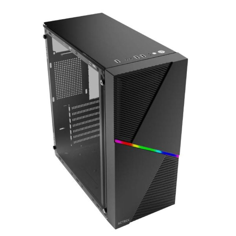 Gabinete Actek Media Torre Draco GM450 ATX 500W Cristal Negro, Puertos USB 3.0, Ventana Lateral, Soporte para GPU de hasta 350mm