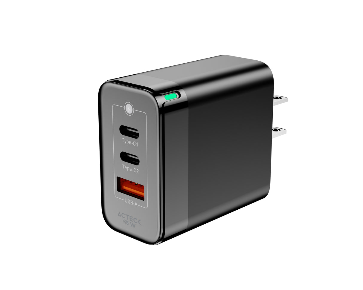 ACTECK Cargador de Pared AC-935579, 65W, USB-C, Compatible con Dispositivos
