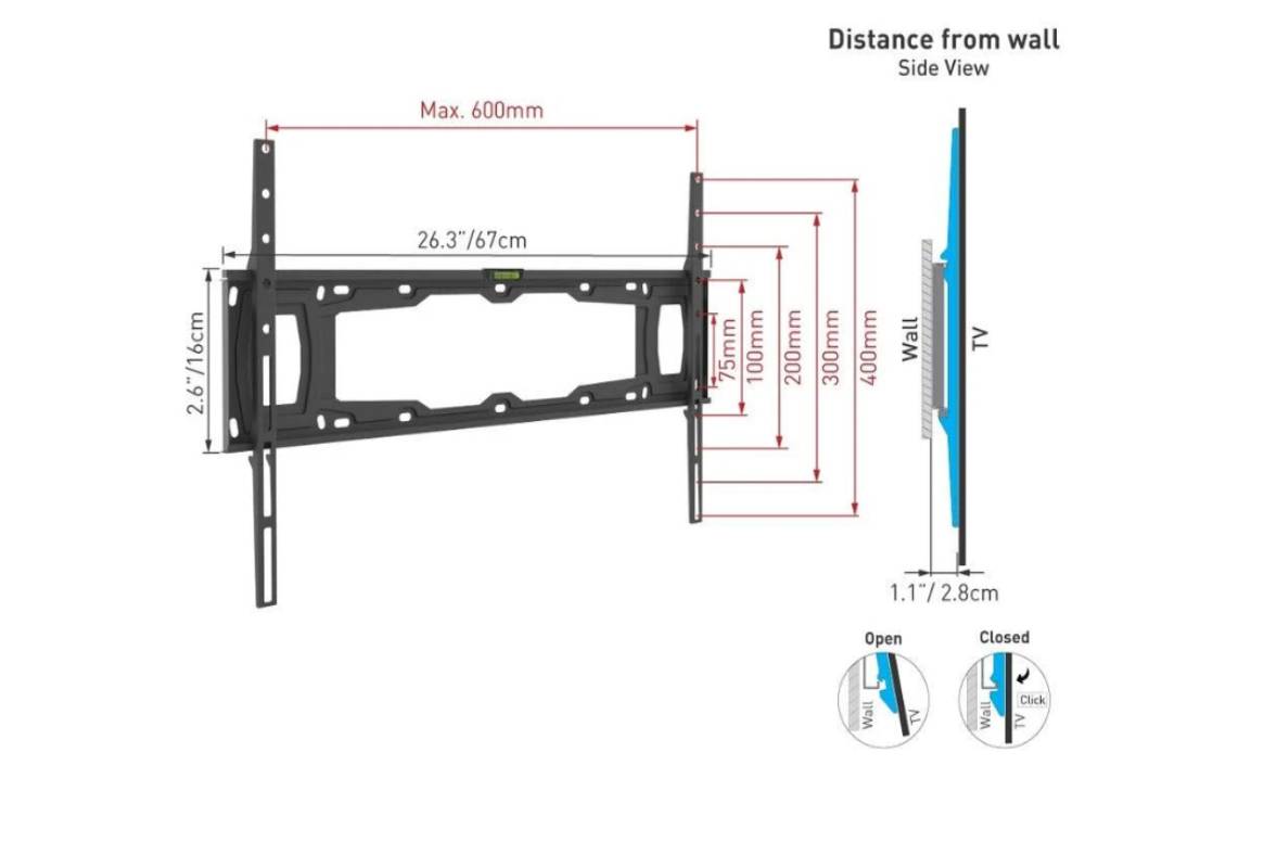 BARKAN Soporte E400+ para Pantallas, Carga Hasta 50 kg, Ajuste de Altura