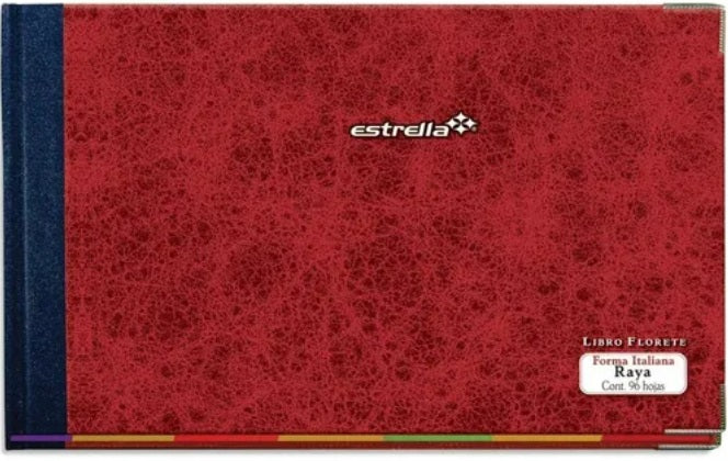 Estrella Libro Florete Rayado F/I 192 Hojas, Modelo 0124, Producto Empresarial